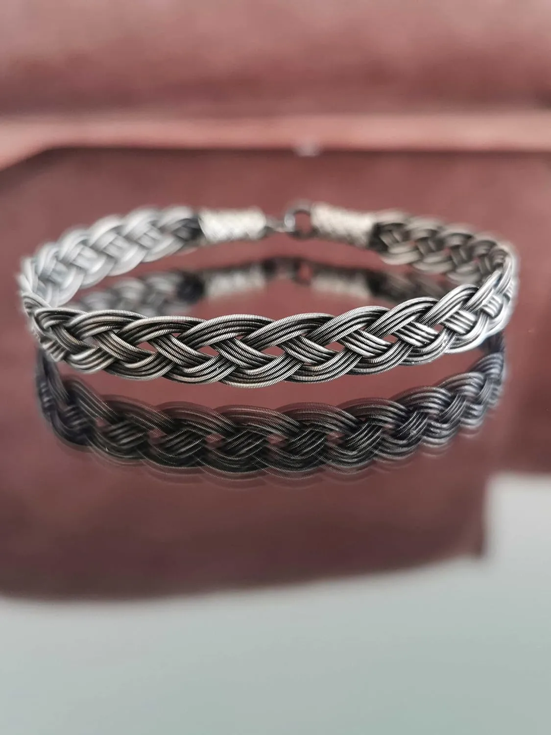 | Silver Woven Bracelet, Celtic Bracelet, 999 Silver Vikings jewelry, Kazaziye oxidized Black, Sterling Silver Bracelet