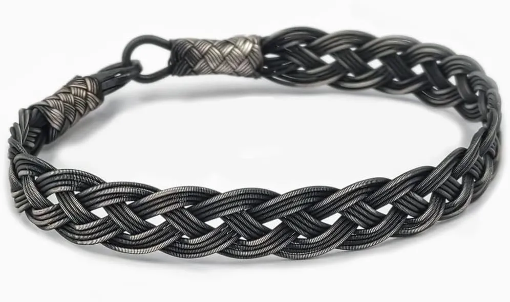 | Silver Woven Bracelet, Celtic Bracelet, 999 Silver Vikings jewelry, Kazaziye oxidized Black, Sterling Silver Bracelet