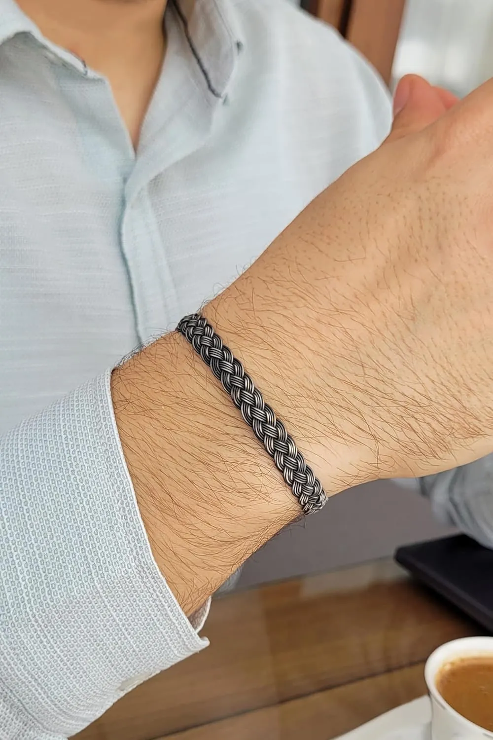 | Silver Woven Bracelet, Celtic Bracelet, 999 Silver Vikings jewelry, Kazaziye oxidized Black, Sterling Silver Bracelet