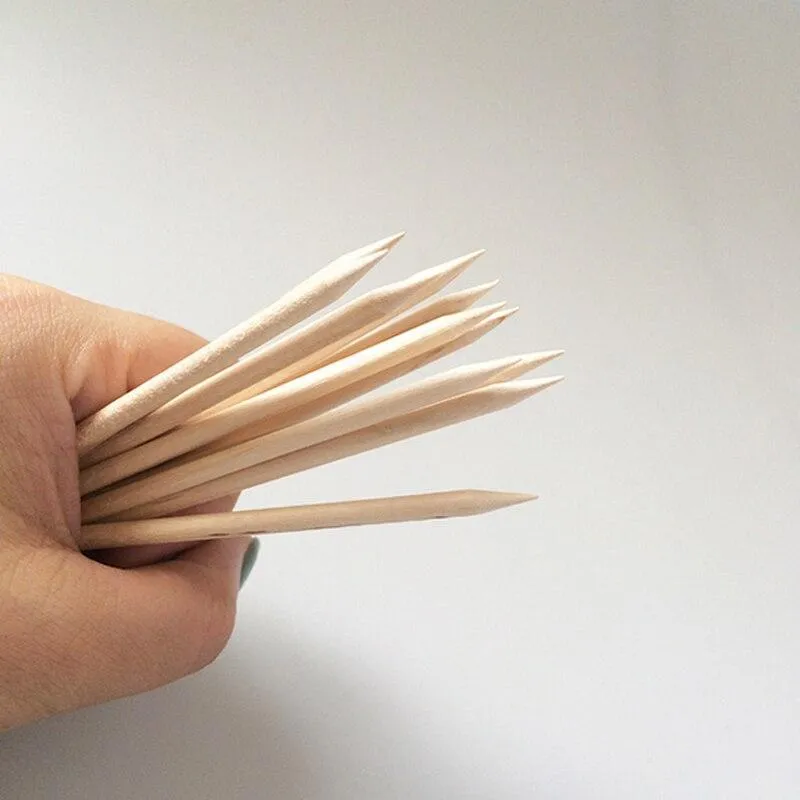 100pcs/lot Nail Art Wood Sticks Cleaning Orange Nail Dead Skin Fork Cuticle Pusher Remover Nail Care Tools For Finger