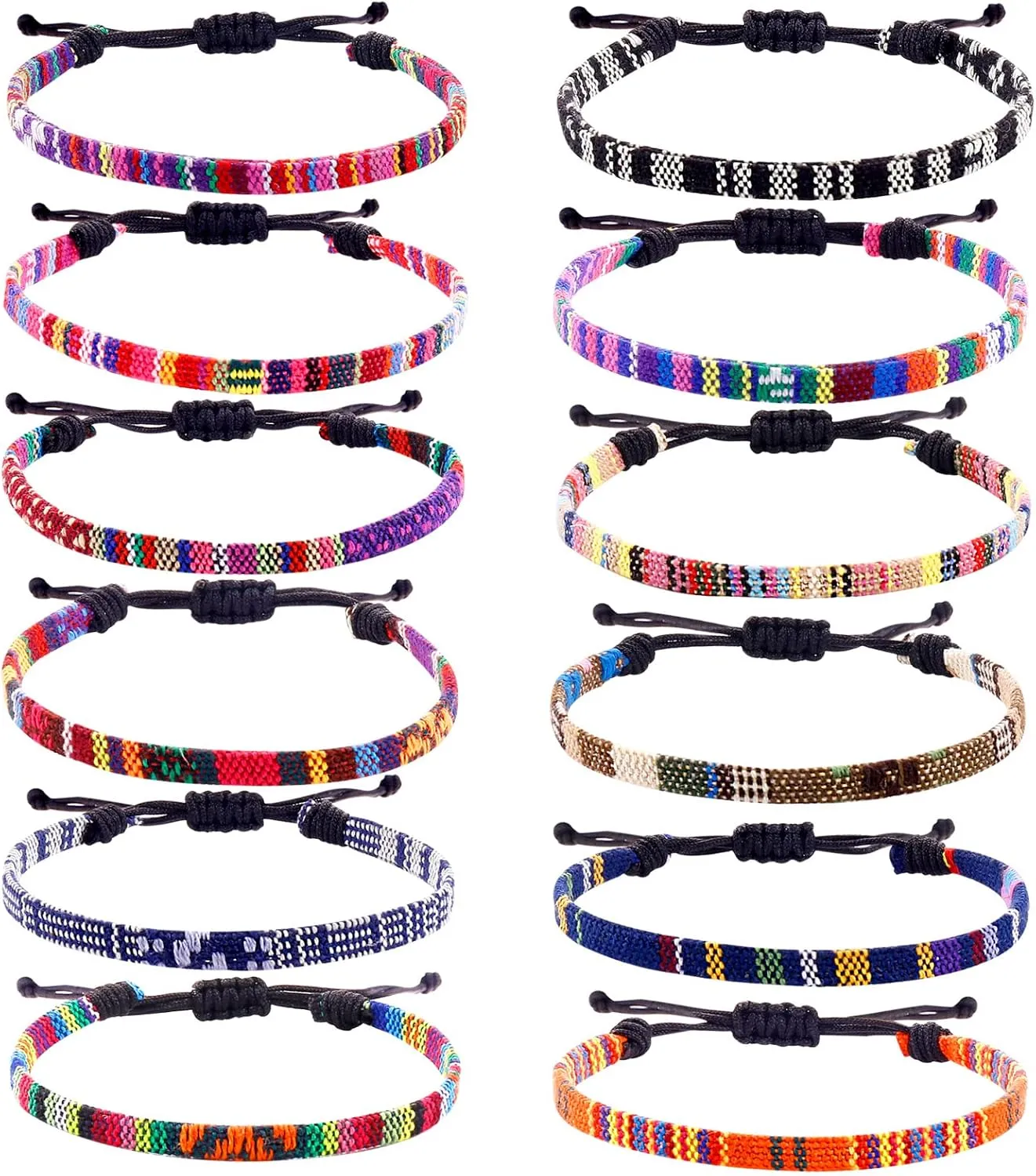 12 Pcs Boho Bracelets Adjustable Braided Bracelets Ankle Bracelets Bulk Woven Bracelet Friendship Bracelet for Women Men
