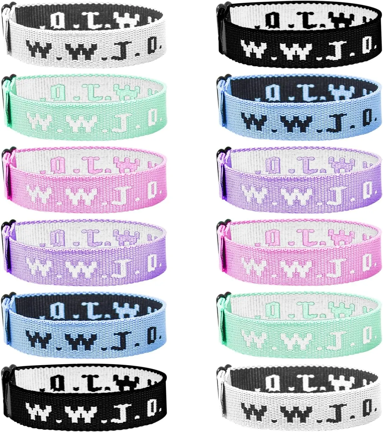 12Pcs WWJD Bracelet What Would Jesus Do Bracelet Jesus Religious Bracelet Woven Wristbands, Suitable for Adults