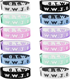 12Pcs WWJD Bracelet What Would Jesus Do Bracelet Jesus Religious Bracelet Woven Wristbands, Suitable for Adults