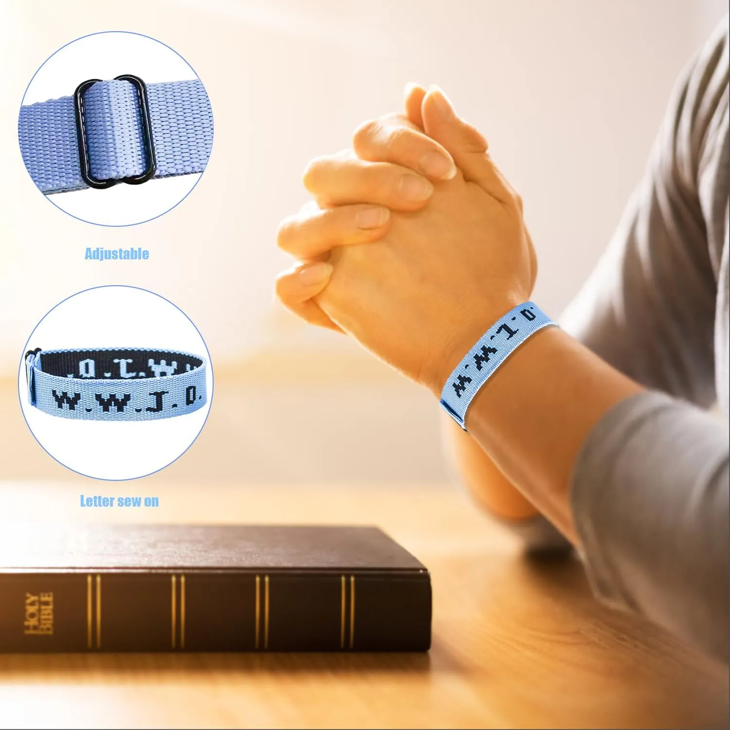 12Pcs WWJD Bracelet What Would Jesus Do Bracelet Jesus Religious Bracelet Woven Wristbands, Suitable for Adults