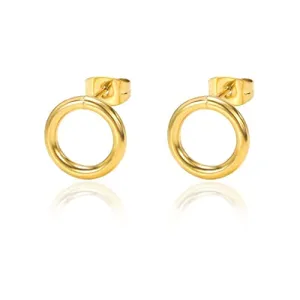 18K gold stud earrings,circle earrings,minimalist earrings,geometric earrings,modern earrings,circle studs,gold circle earrings,gold studs (Gold)