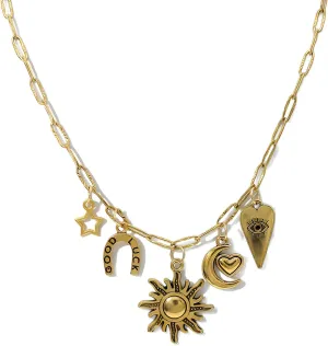 18K Paperclip Gold Chain Necklace Handmade DIY Sun Moon Star Pendant Charm Necklace Western Ocean Seaside Beach Gold Charm Necklace For Women