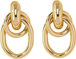 1Pair Chic Geometric Circle Earrings for Women Minimalist Statement Hoop Jewelry Lightweight Dangle Design for Everyday and Party Wear Stylish and Elegant Accessory