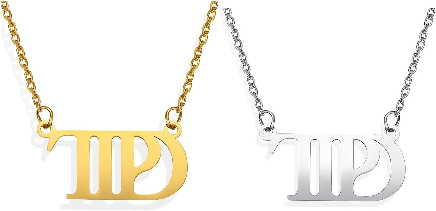 2 Music TTPD Necklaces, Men's and Women's Stainless Steel English Letter Necklaces for Music Singers Music Lovers