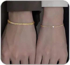 2 Pcs Matching Couple Bracelets for Men Women Permanent Bracelet Touch Bracelets for Couples Pinky Promise Friendship Bracelets Matching Bracelets for Couples Valentine's Day Gifts