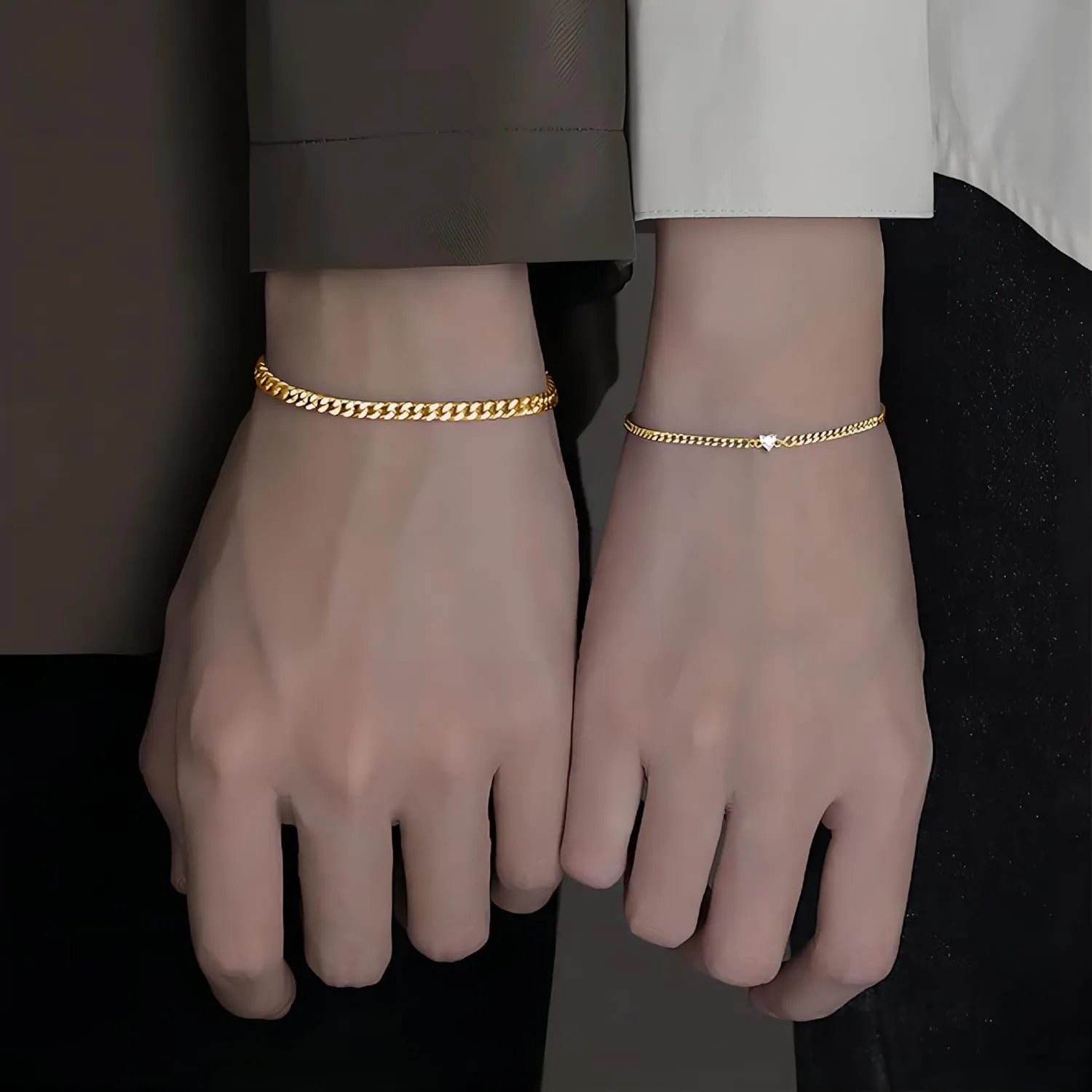 2 Pcs Matching Couple Bracelets for Men Women Permanent Bracelet Touch Bracelets for Couples Pinky Promise Friendship Bracelets Matching Bracelets for Couples Valentine's Day Gifts