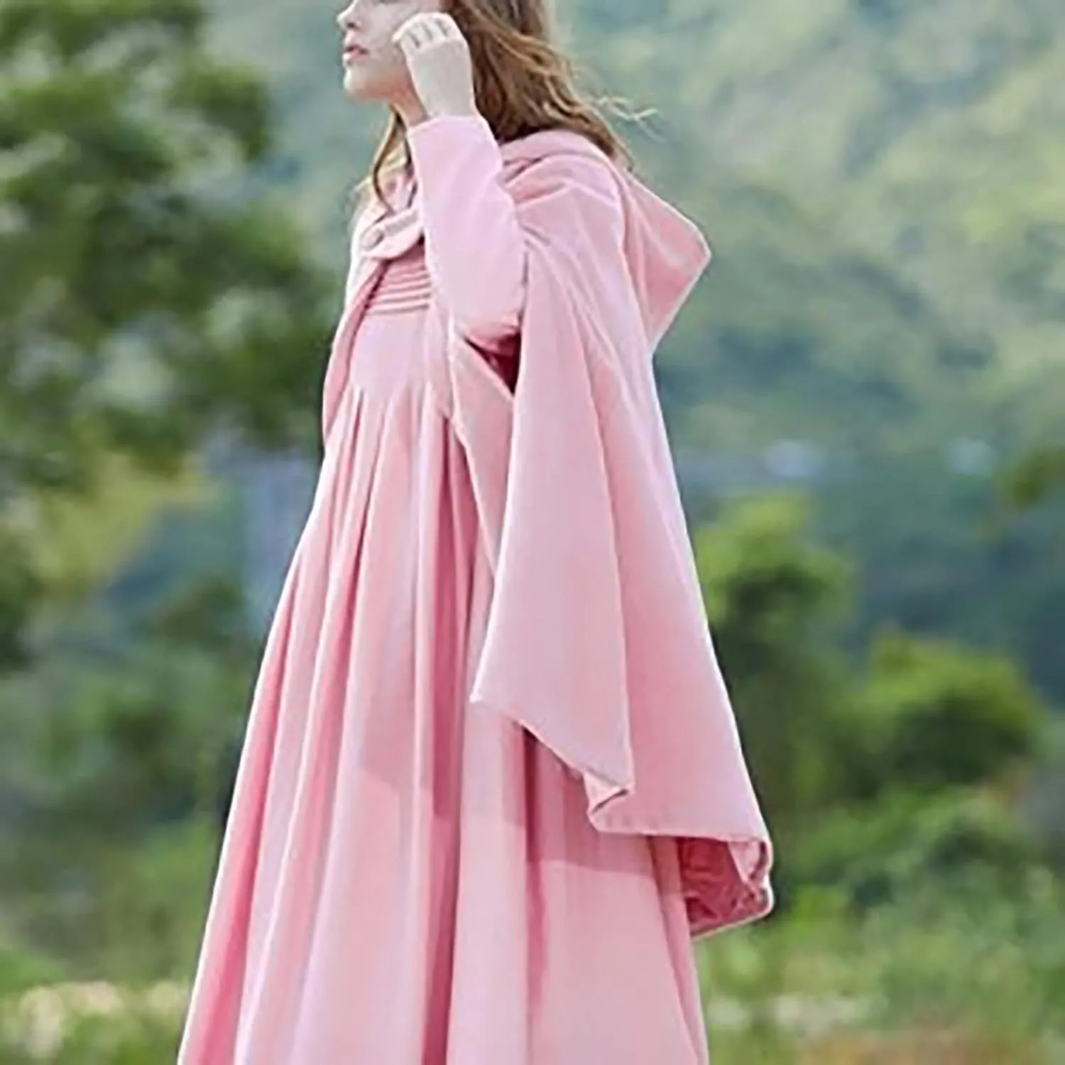 2024 Fall Fashion Windproof Hooded Women Open Front Cardigan Long Poncho Cape Coat Winter Cloak Trench Jackets