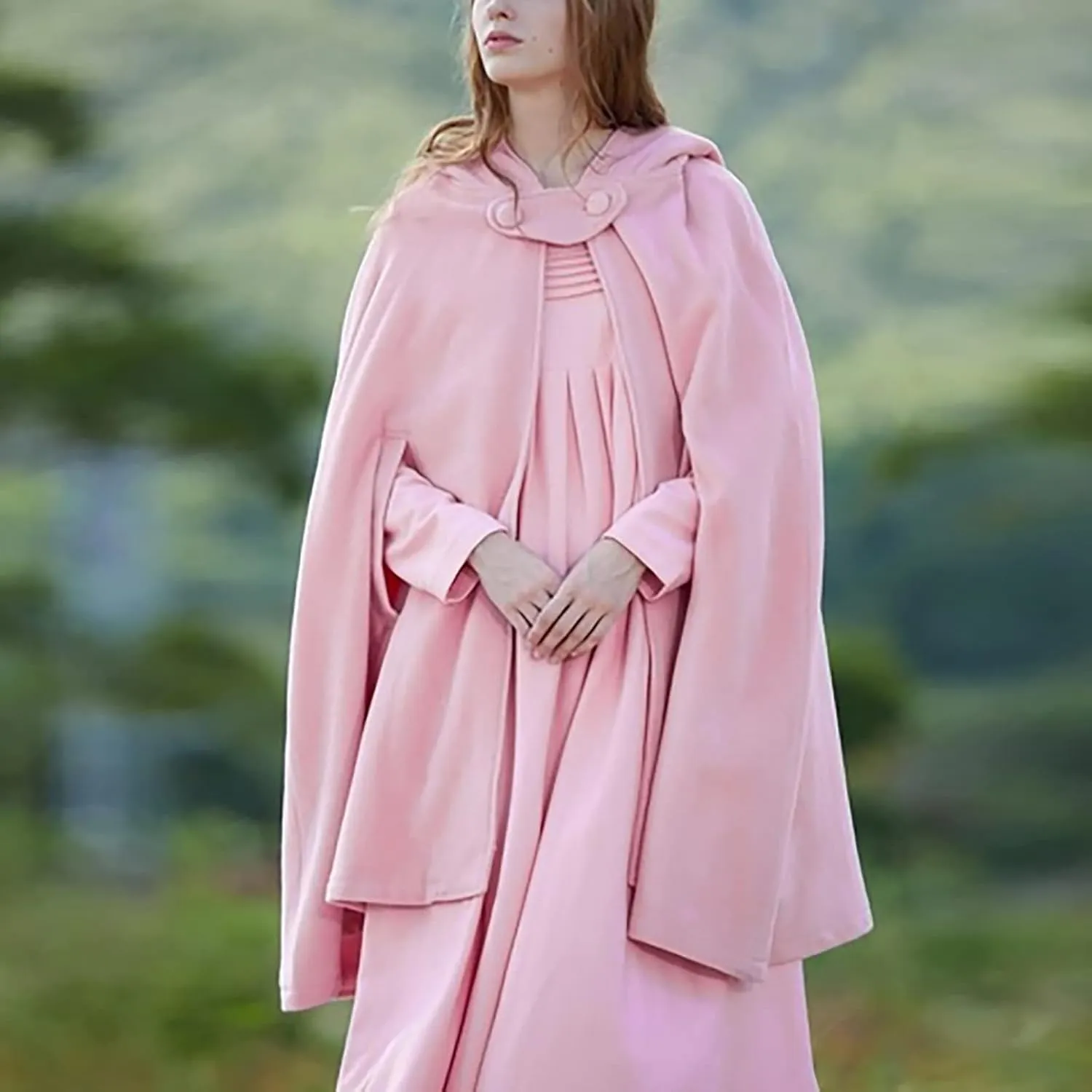 2024 Fall Fashion Windproof Hooded Women Open Front Cardigan Long Poncho Cape Coat Winter Cloak Trench Jackets