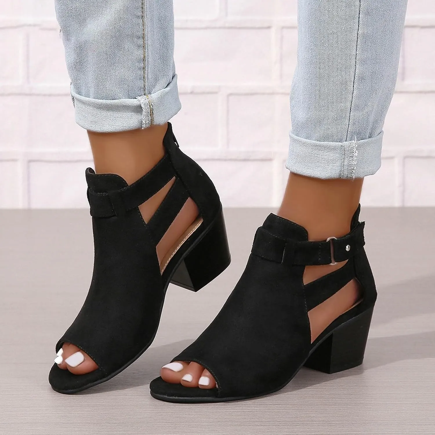 2025 Women Block Chunky Heels Sandals Outdoor Ladies Dress Slip-On Slides Comfortable Dance Party Wedge Heel Shoe with Ankle Strap Fashion Beach Vacation Slippers Breathable Walking Footwear