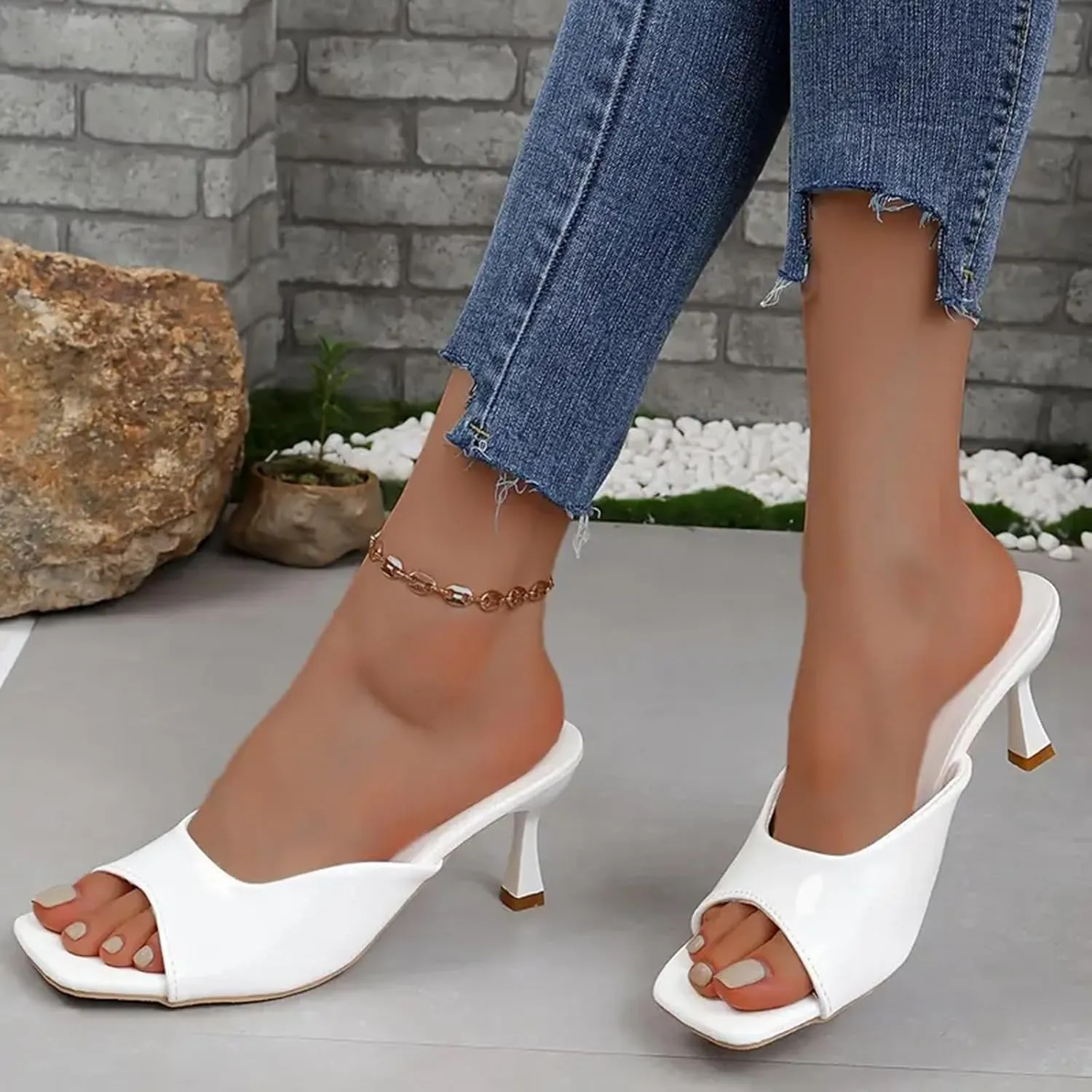 2025 Women High Stilettos Heels Sandals Comfortable Ladies Dress Open Toe Casual Shoe Fashion Dance Party Slip-On Height Increase Walking Footwear Summer Breathable Non-Slip Vacation Slippers