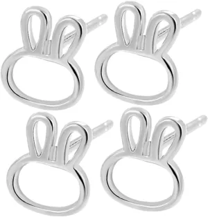 2Pairs Adorable Tiny Bunny Earrings for Minimalist Studs with Playful Rabbit Design for Easter Everyday Wear Detailed Craftsmanship Style