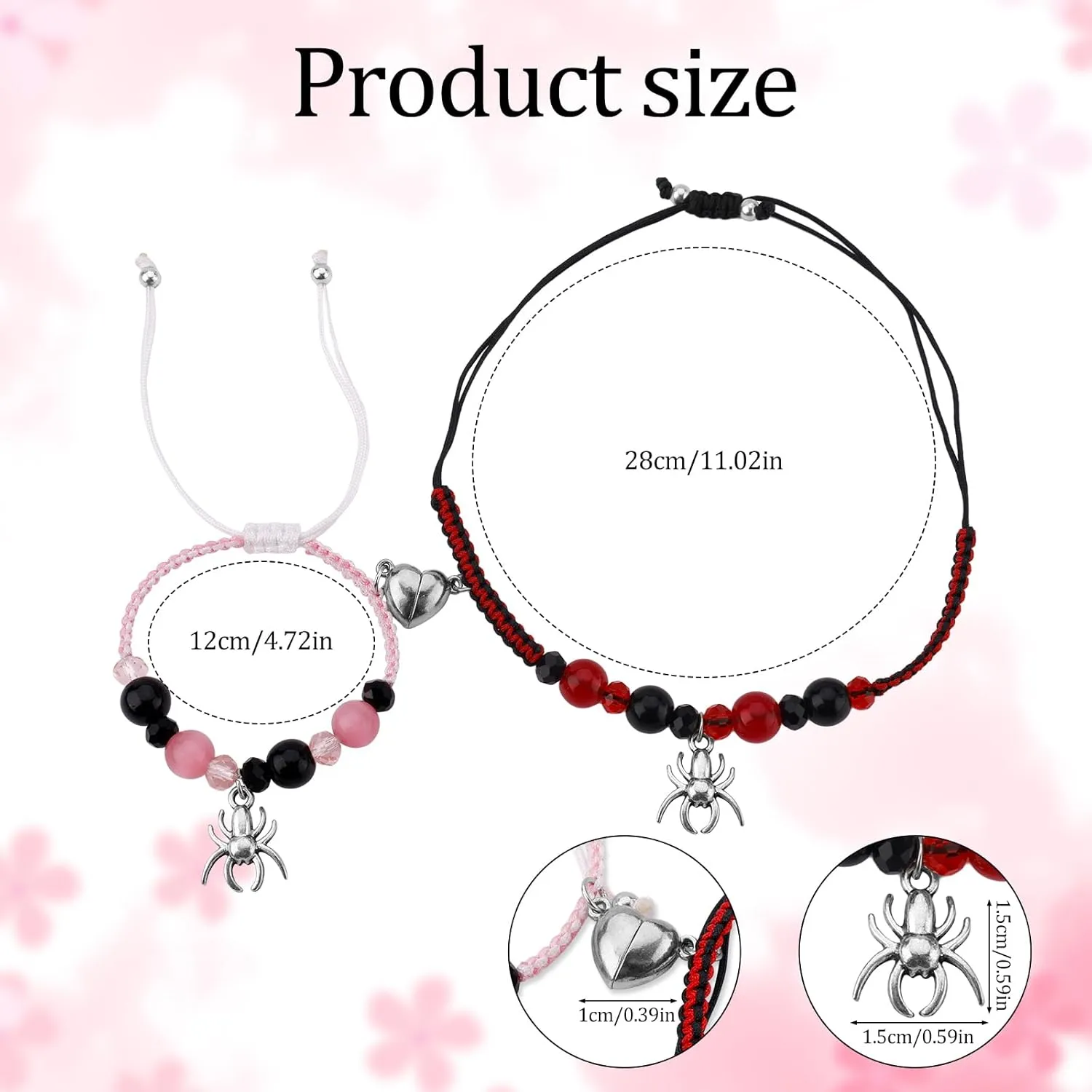 2pcs Friendship Matching Bracelets, Couple Matching Bracelets Love Magnetic Suction Bracelets for Halloween Party Valentines Jewelry