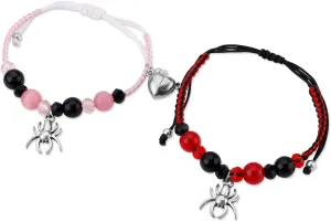 2pcs Friendship Matching Bracelets, Couple Matching Bracelets Love Magnetic Suction Bracelets for Halloween Party Valentines Jewelry
