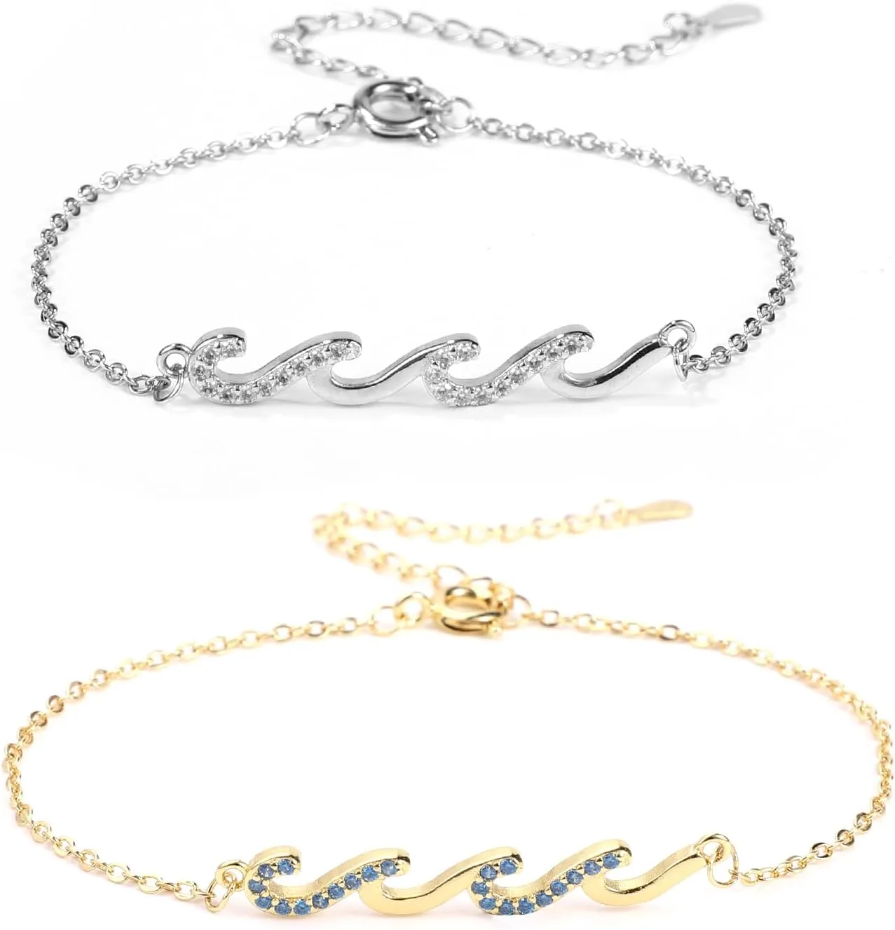 2pcs Wave Bracelets for Women, Gold And Silver Friendship Bracelets Stylish Women's Bracelets Best Friend Bracelet Bracelets Hand Jewelry for Girls Women