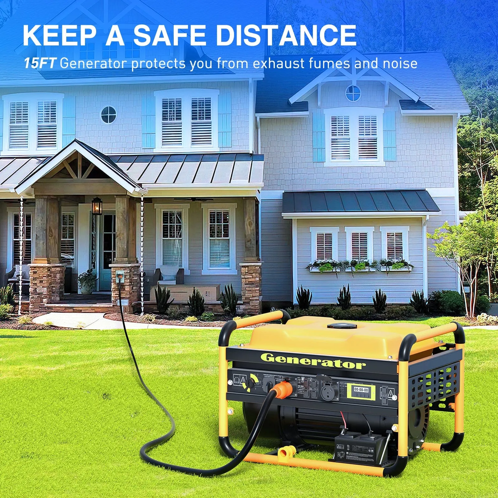 30A 15FT Generator Extension Cord Power Inlet Box with Locking Connector