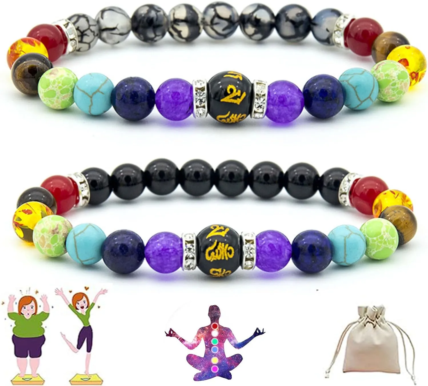 7 Chakra Bracelets Matching Love Ring Bracelets Couples