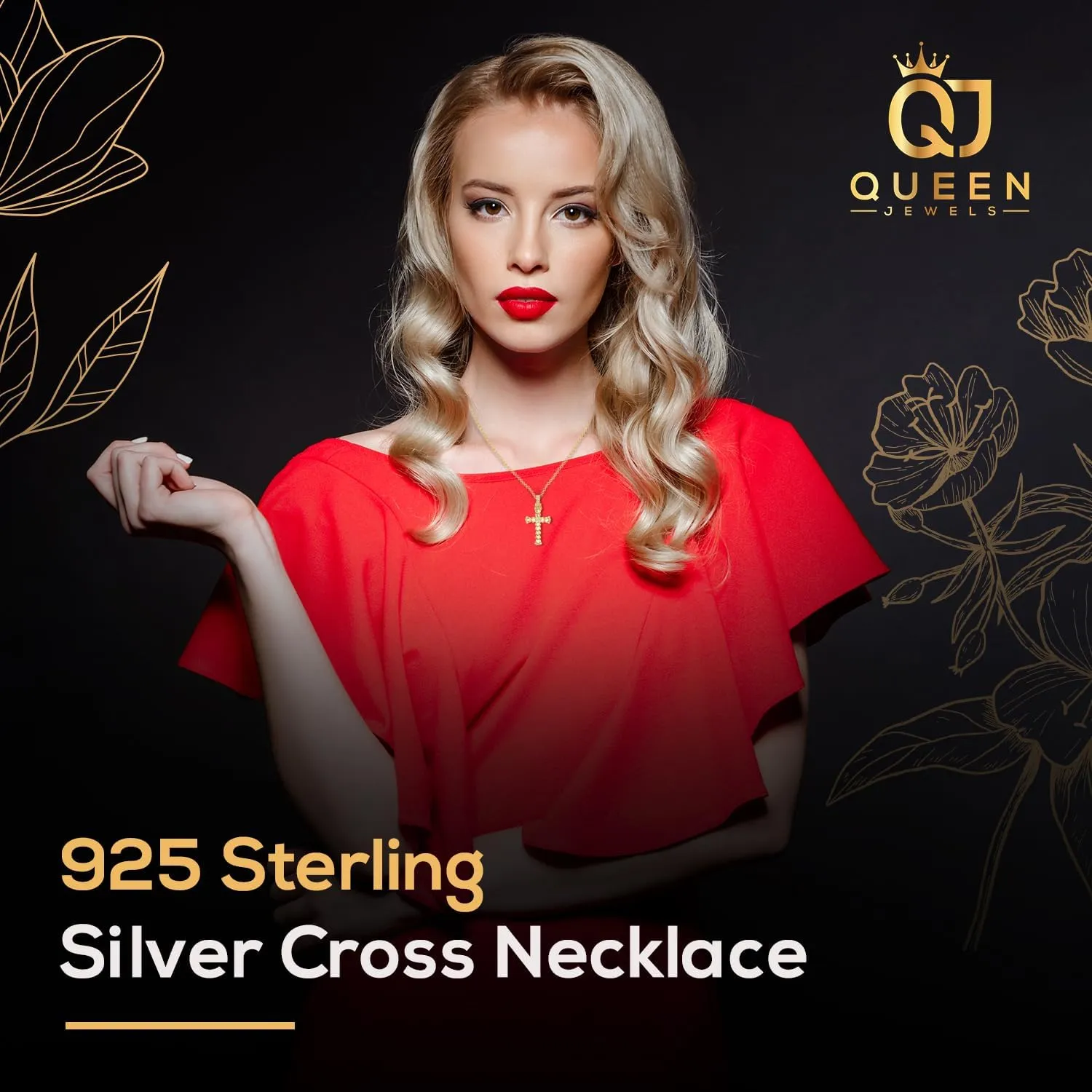 925 Sterling Silver Necklace | 14k Gold Cross Necklaces for Women | Silver Jewelry Crucifix Necklace Women | Dainty Gold Necklace Gold Jewelry for Women | 18" Silver Cross Pendant