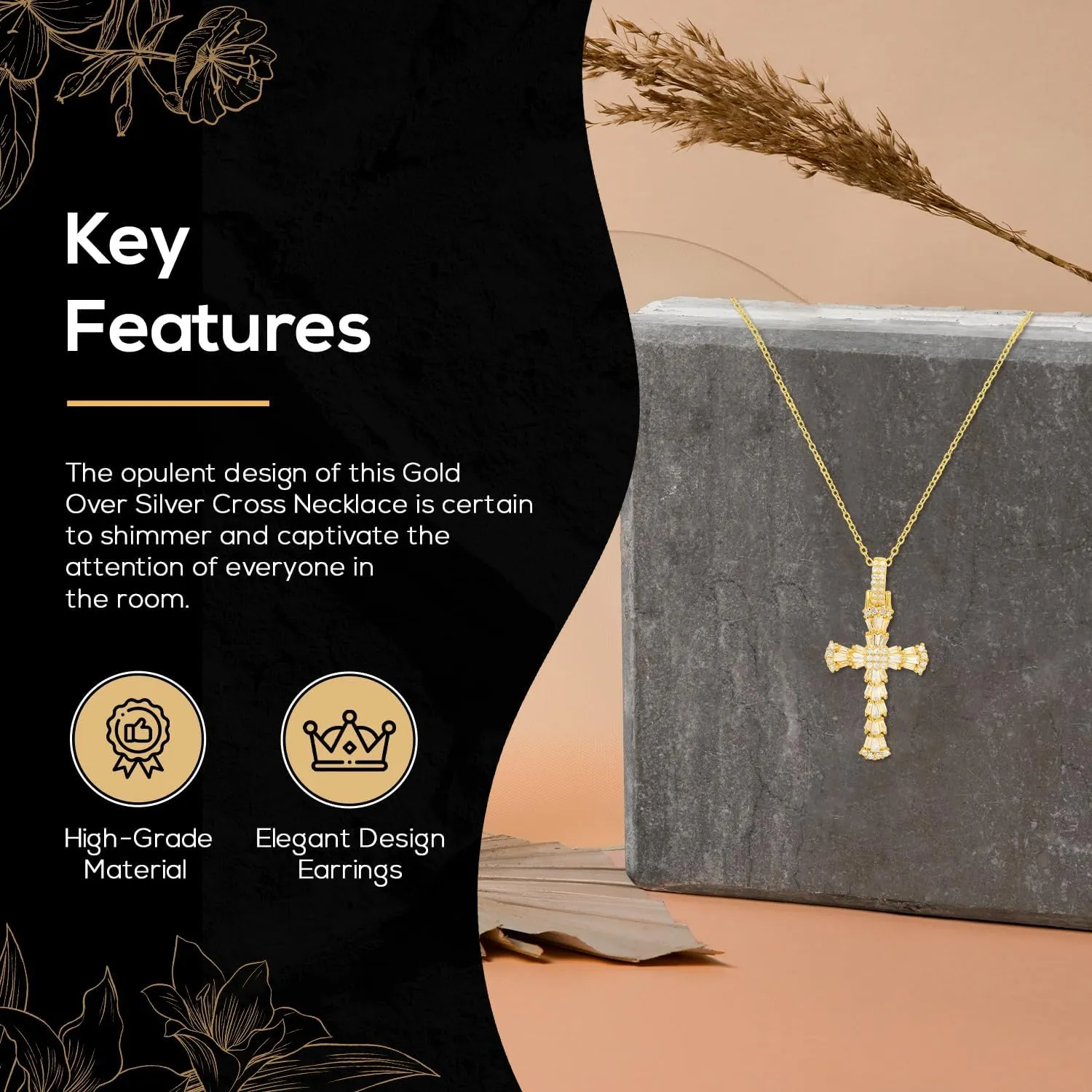 925 Sterling Silver Necklace | 14k Gold Cross Necklaces for Women | Silver Jewelry Crucifix Necklace Women | Dainty Gold Necklace Gold Jewelry for Women | 18" Silver Cross Pendant