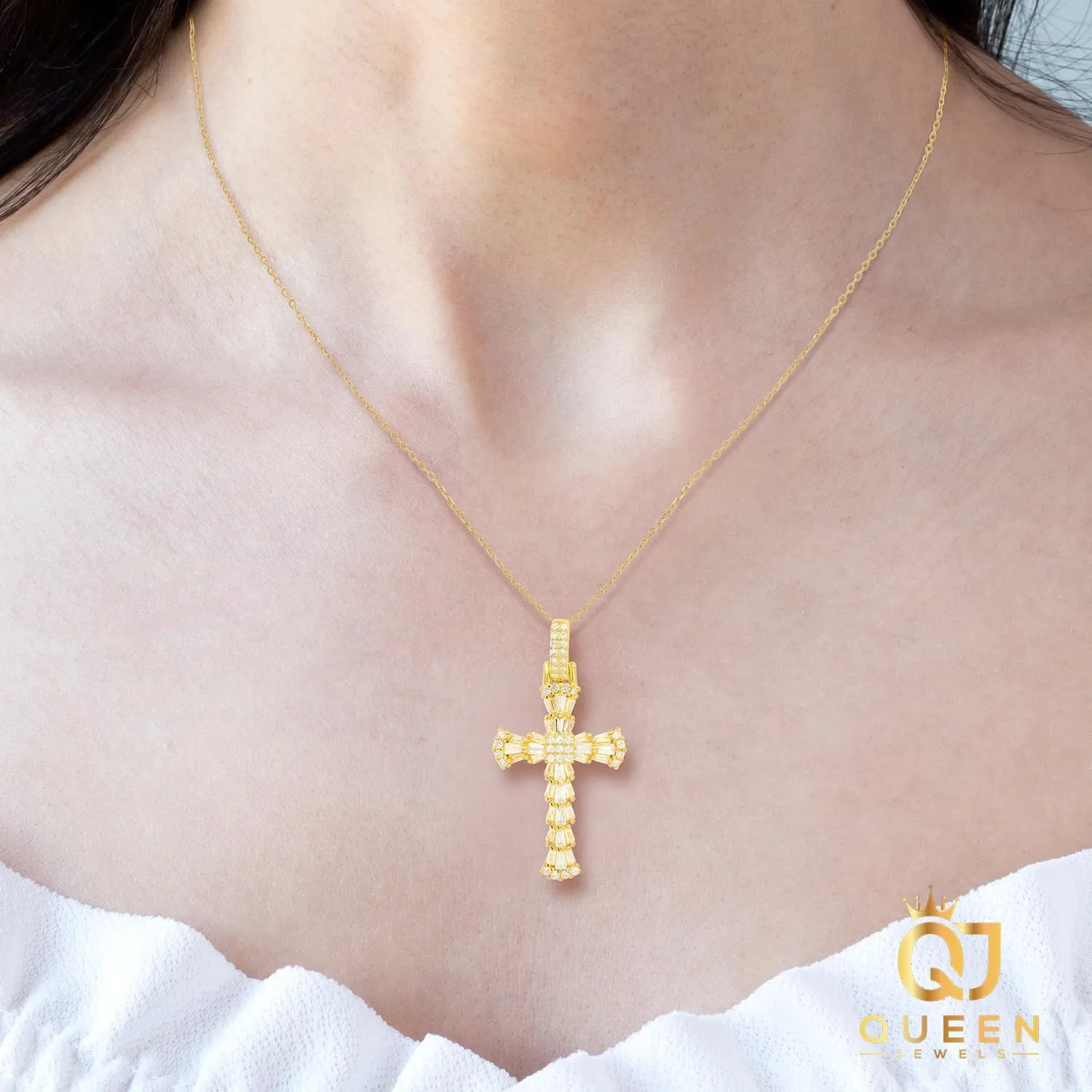 925 Sterling Silver Necklace | 14k Gold Cross Necklaces for Women | Silver Jewelry Crucifix Necklace Women | Dainty Gold Necklace Gold Jewelry for Women | 18" Silver Cross Pendant
