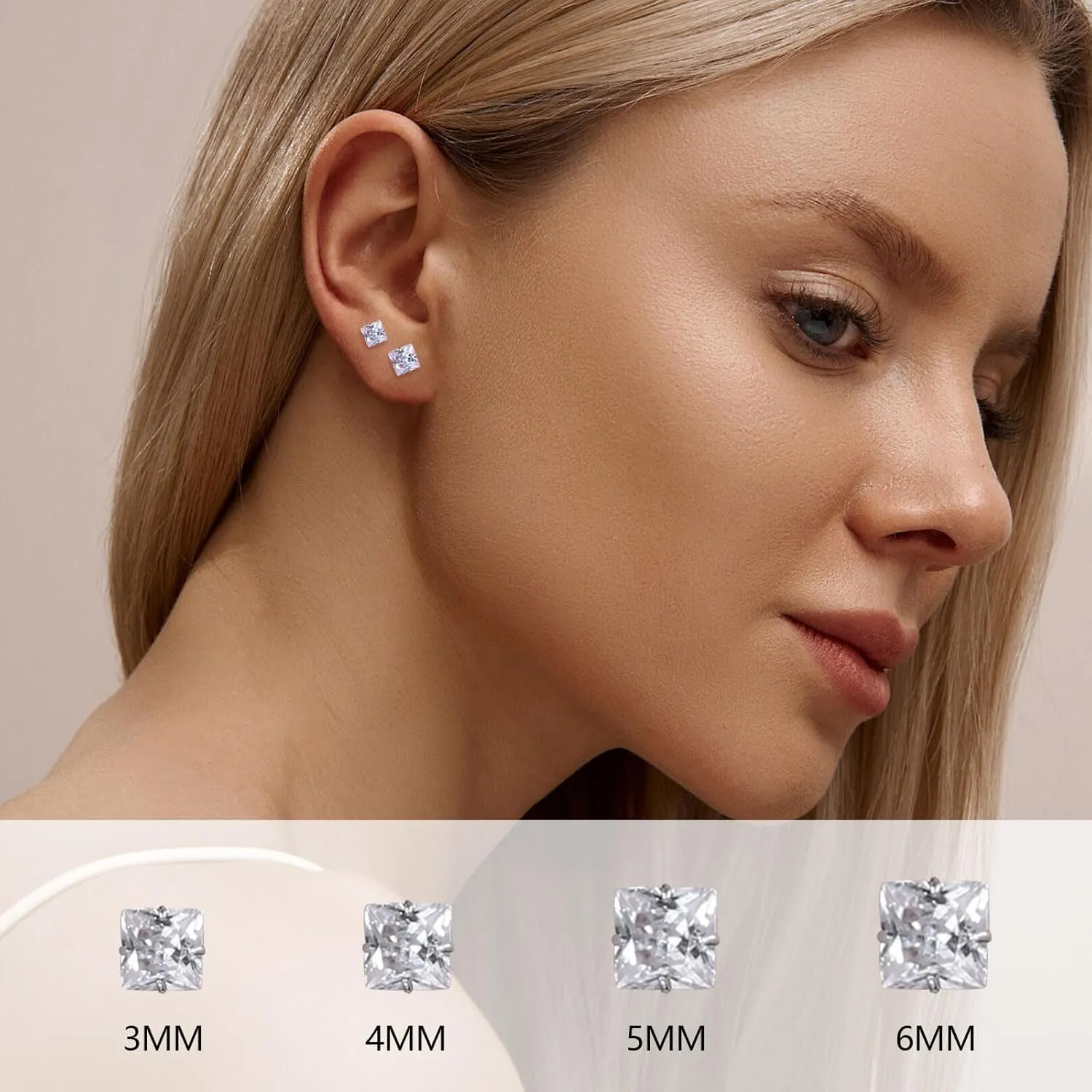 925 Sterling Silver Small Diamond Stud Earrings for Women Men, 3mm Zirconia Studs for Teens Girls Helix Earrings Cartilage Piercing Jewelry Graduation Birthday Anniversary