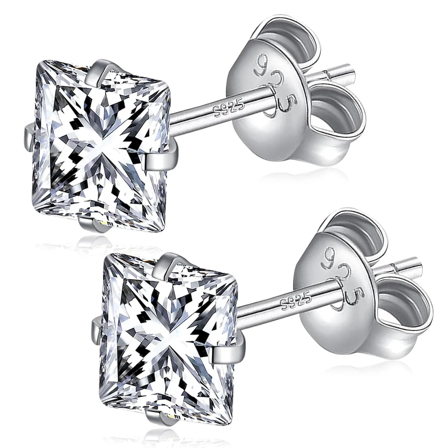 925 Sterling Silver Small Diamond Stud Earrings for Women Men, 3mm Zirconia Studs for Teens Girls Helix Earrings Cartilage Piercing Jewelry Graduation Birthday Anniversary