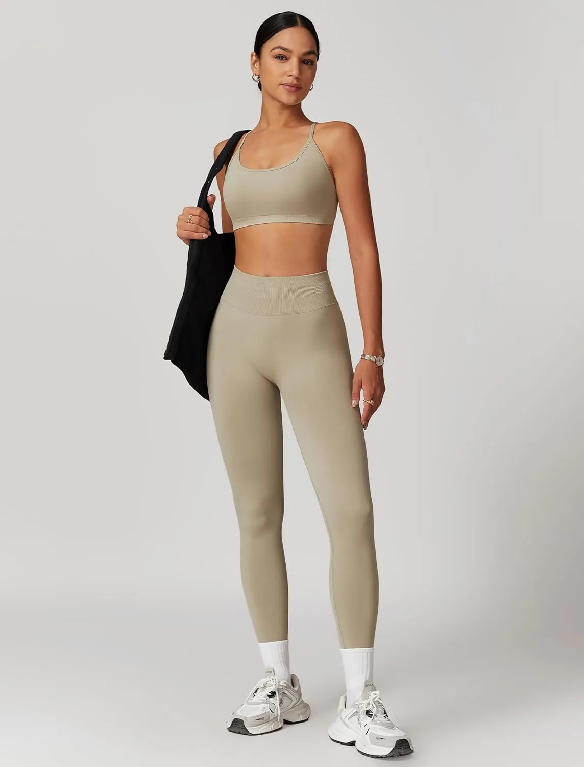 ABOCIW Workout Sets for Women 2 Piece Seamless HIgh Waist Scunch Butt Lifting Leggings Strappy Sports Bra Gym Outfits