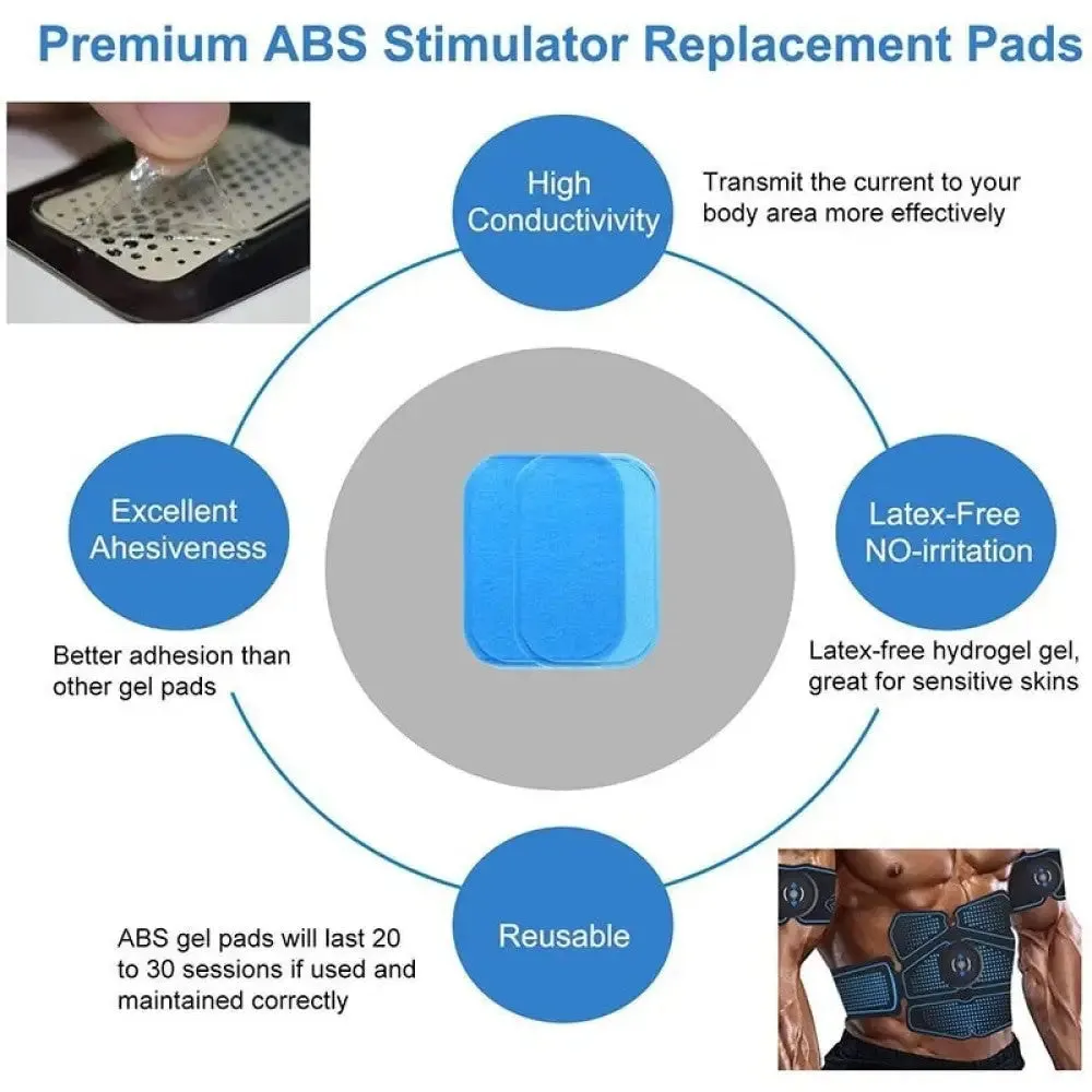 Abs High-quality Replacement Gel Pads for Ems Muscle Stimulator Exerciser