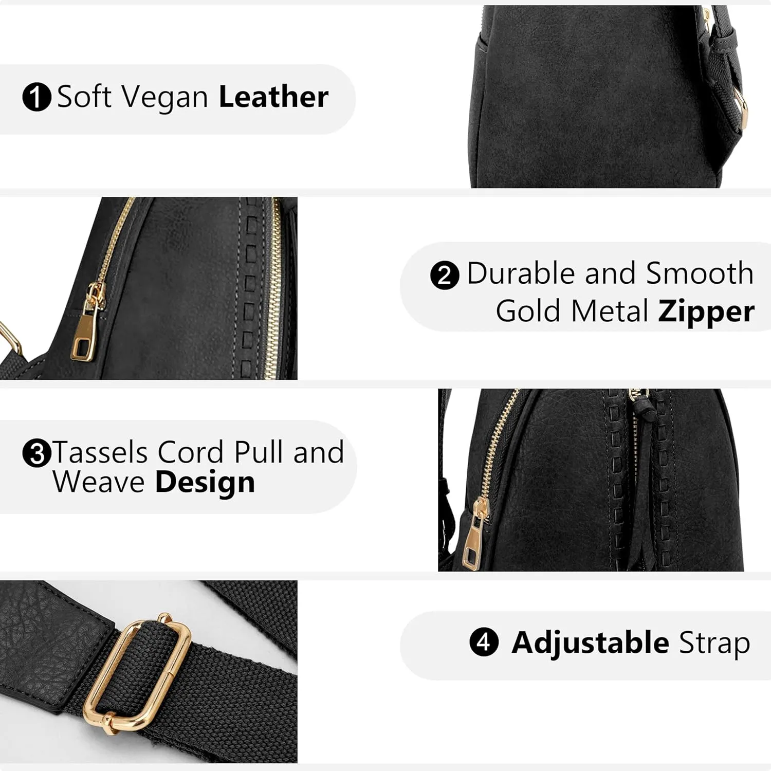 ALYSSA 7L Sling Bag for Women Crossbody Purse Faux Leather Cross body Bag Fanny Pack Chest Bag for Travel Everyday Vacation