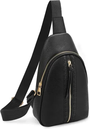 ALYSSA 7L Sling Bag for Women Crossbody Purse Faux Leather Cross body Bag Fanny Pack Chest Bag for Travel Everyday Vacation