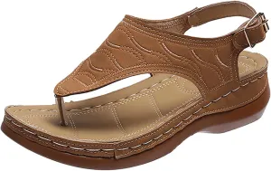 AMDBEL Orthopedic Sandals for Women,Women's Comfy Orthotic Sandals Arch Support Clip Toe Bukle Strap Summer Walking Shoes