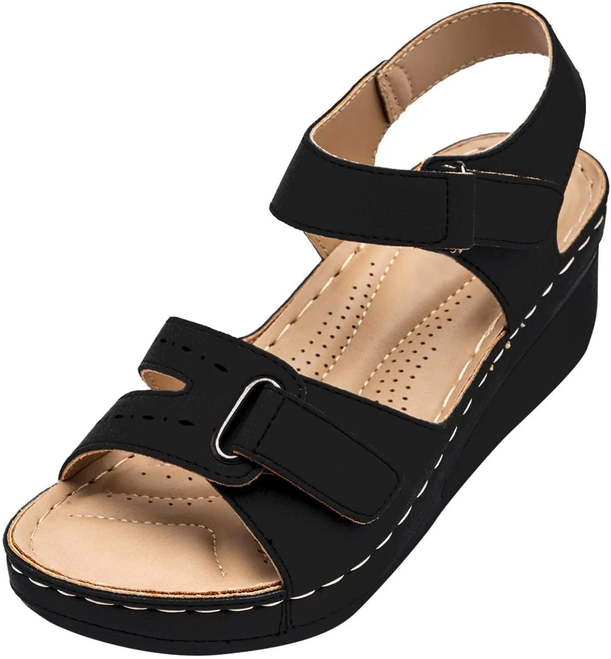 AMDBEL Sandals for Women Dressy Summer Sandals Women Dressy Open Toe Ankle Strap Platform Sandal Cute Orthopedic Wedge Sandal