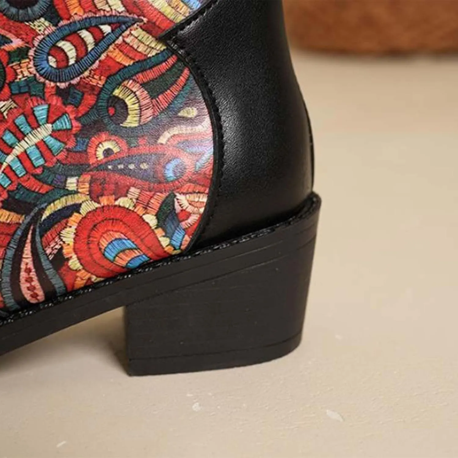 Ankle Cowboy Boots for Women Botas Mujer Heels Boots Leather Wedge Boots for Women Mens Black Round toe Ankle High Western Boots Wide Width Dress Booties for Women Plus Size