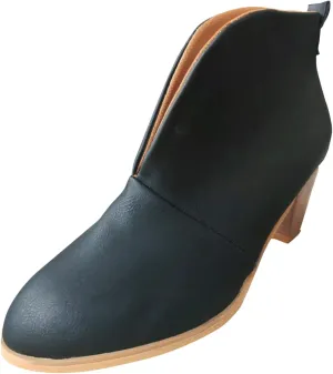 Arch Support Wedge Ankle Boots for Women V Cut Pull On Stacked Chunky Block Mid Heel Booties Comfy Walking Wide Width Orthopedic Short Boots for Women Winter Fall Party Dressy