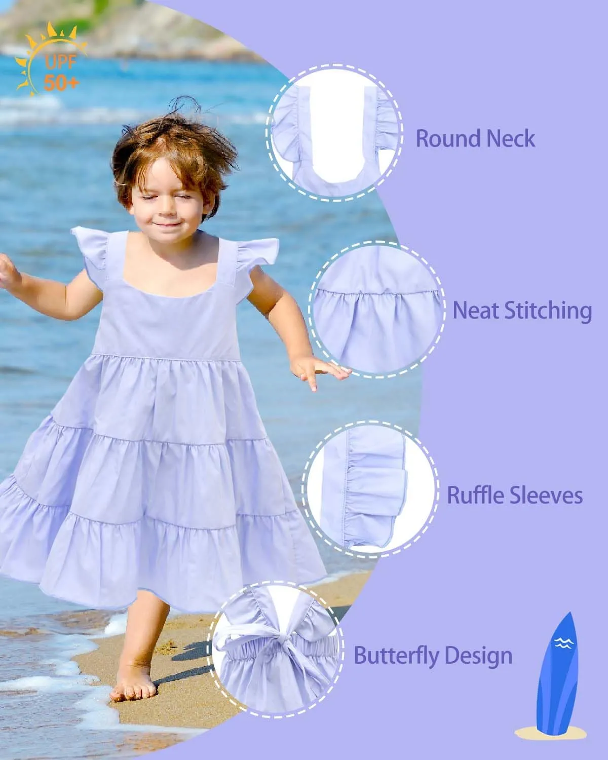 babygoal Toddler Baby Girl Dress, Ruffle Sleeve Princess Casual Beach Summer Kid Sundress