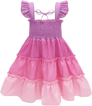 babygoal Toddler Baby Girl Dress, Ruffle Sleeve Princess Casual Beach Summer Kid Sundress