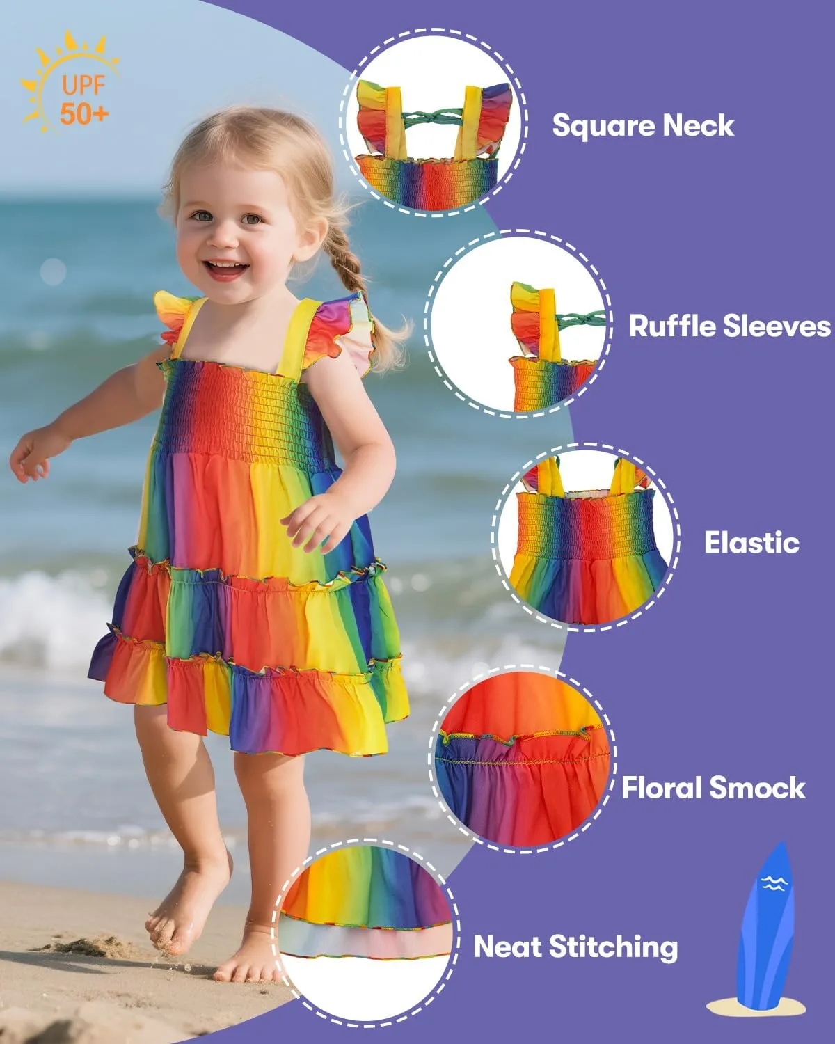 babygoal Toddler Baby Girl Dress, Ruffle Sleeve Princess Casual Beach Summer Kid Sundress