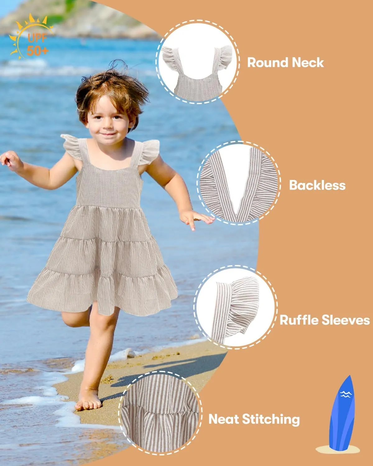 babygoal Toddler Baby Girl Dress, Ruffle Sleeve Princess Casual Beach Summer Kid Sundress