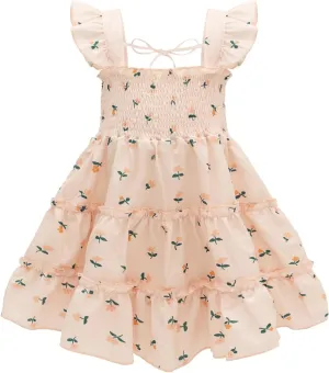 babygoal Toddler Baby Girl Dress, Ruffle Sleeve Princess Casual Beach Summer Kid Sundress