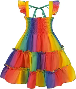 babygoal Toddler Baby Girl Dress, Ruffle Sleeve Princess Casual Beach Summer Kid Sundress