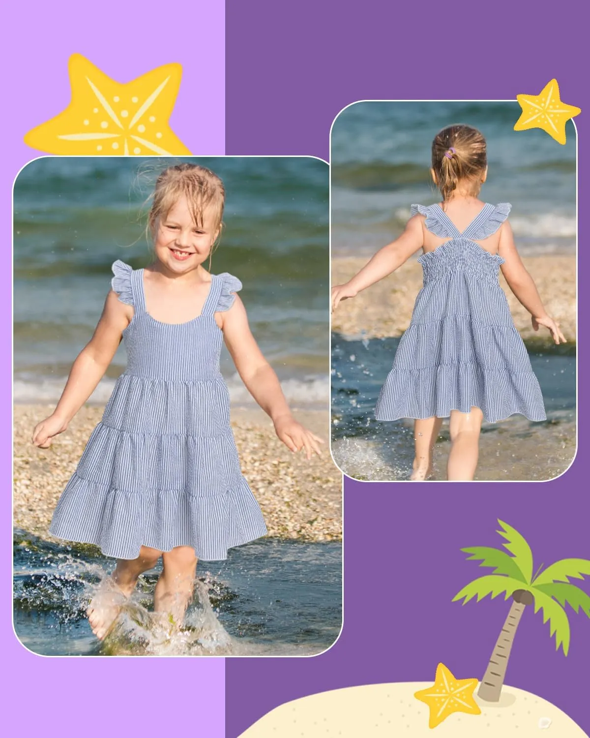 babygoal Toddler Baby Girl Dress, Ruffle Sleeve Princess Casual Beach Summer Kid Sundress