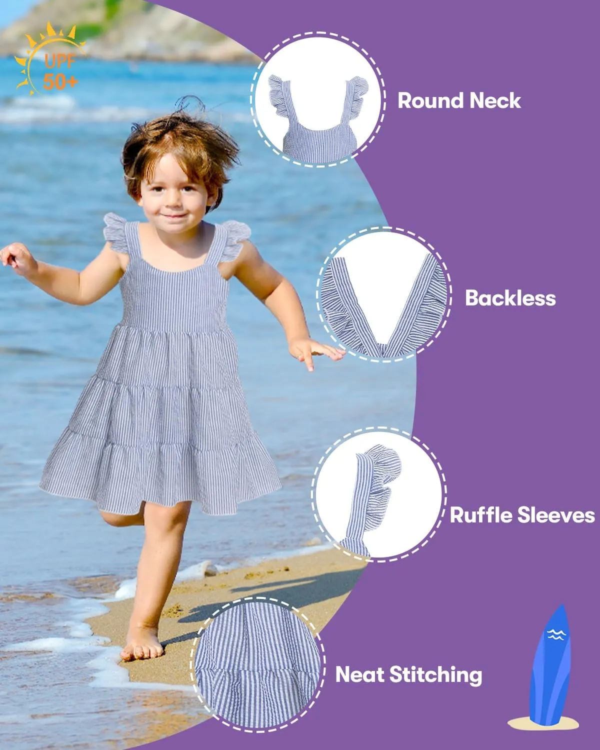 babygoal Toddler Baby Girl Dress, Ruffle Sleeve Princess Casual Beach Summer Kid Sundress