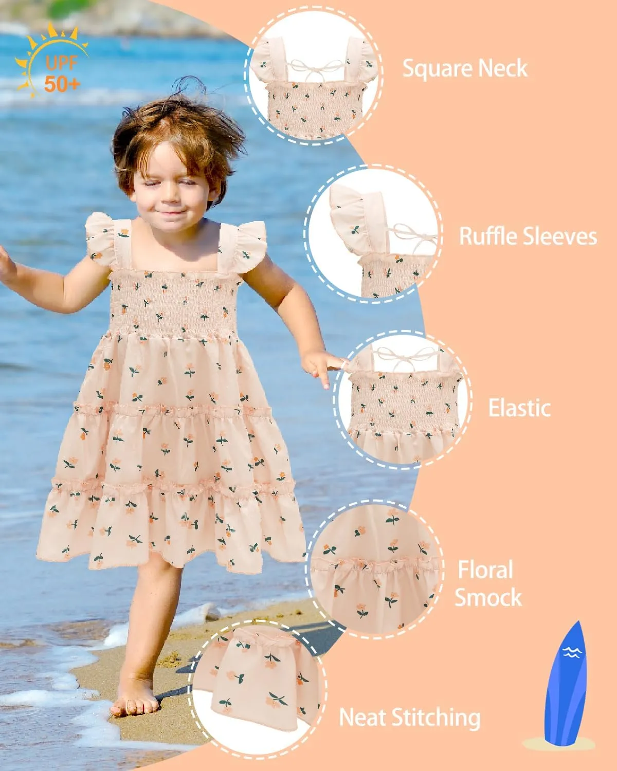 babygoal Toddler Baby Girl Dress, Ruffle Sleeve Princess Casual Beach Summer Kid Sundress