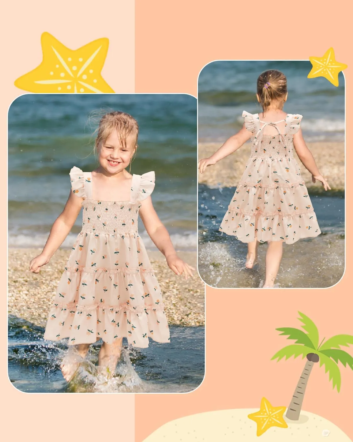 babygoal Toddler Baby Girl Dress, Ruffle Sleeve Princess Casual Beach Summer Kid Sundress