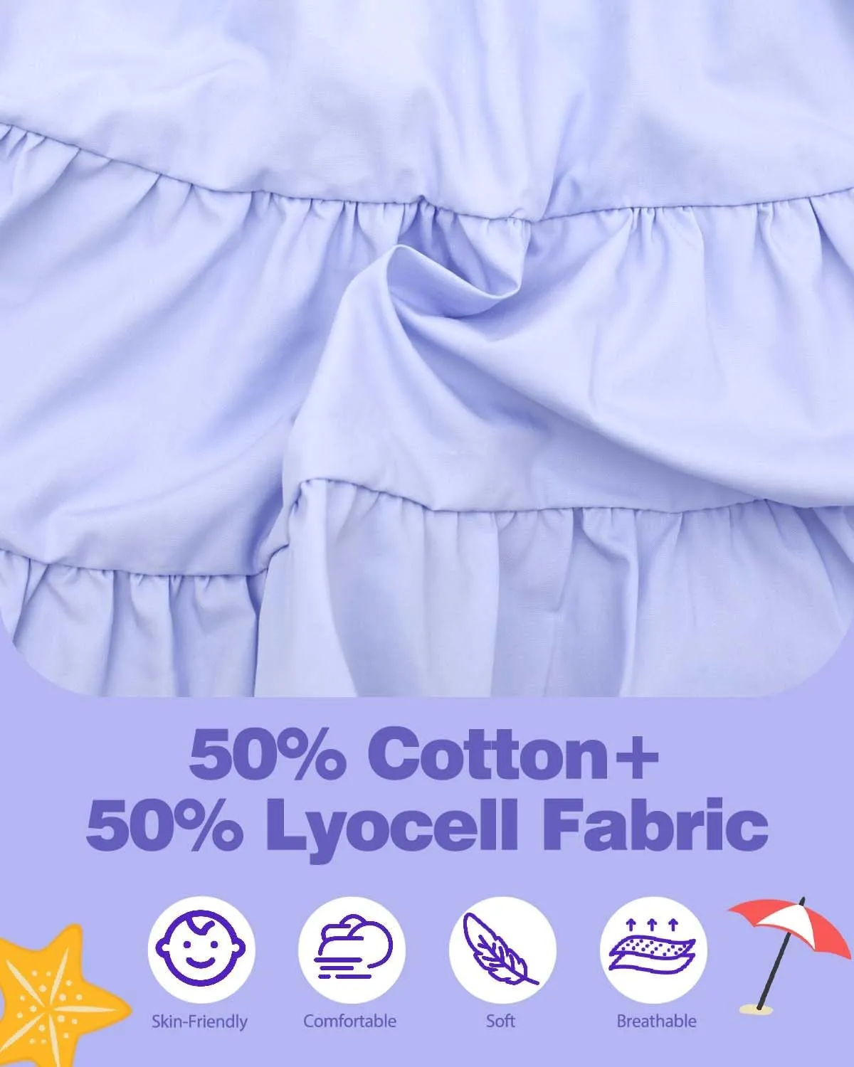 babygoal Toddler Baby Girl Dress, Ruffle Sleeve Princess Casual Beach Summer Kid Sundress
