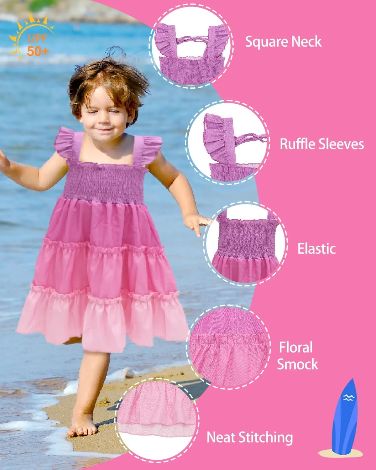 babygoal Toddler Baby Girl Dress, Ruffle Sleeve Princess Casual Beach Summer Kid Sundress