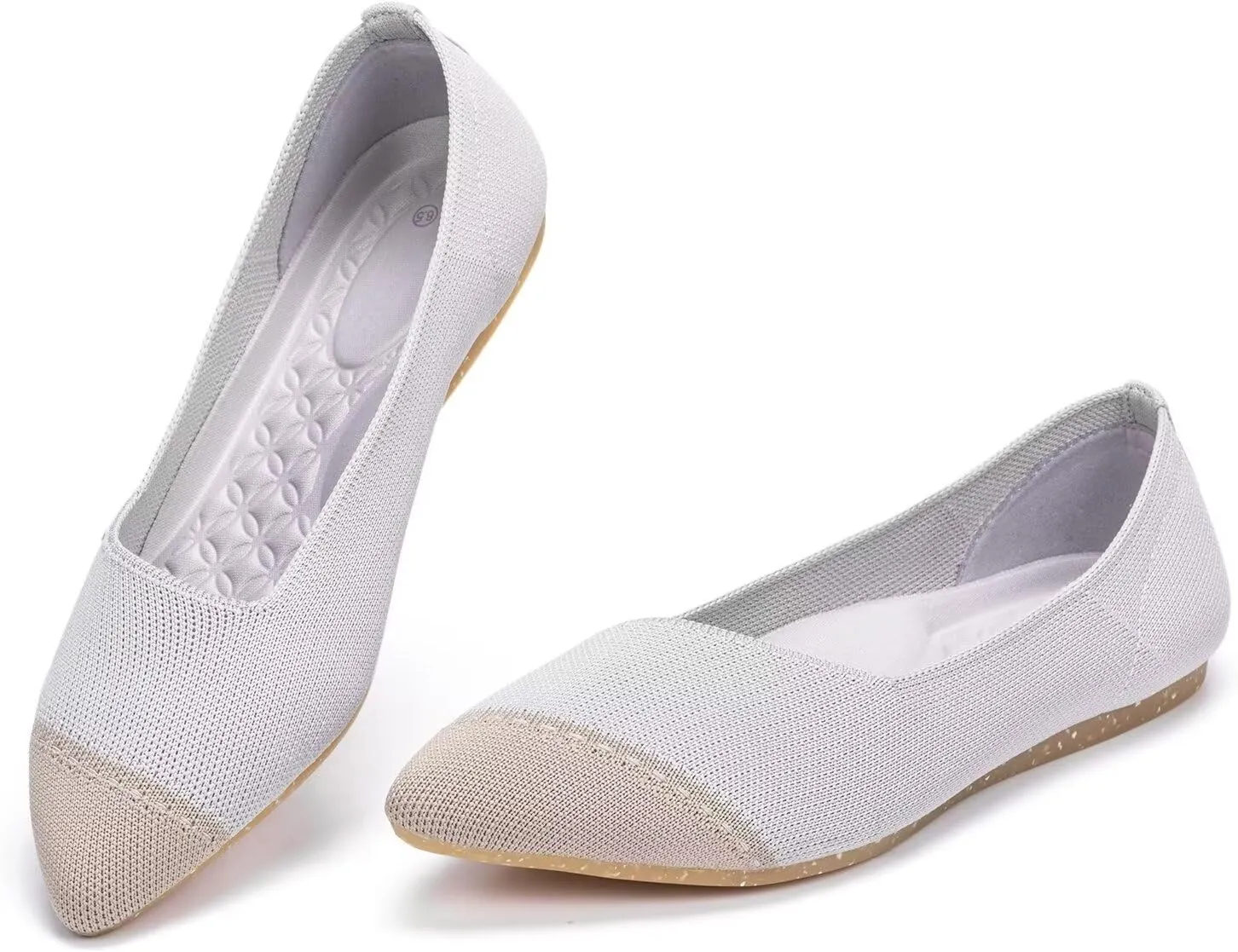 BEJINASH Women's Flats Black Pointed Toe Dress Shoes Knit Comfortable Flat Shoes for Woman Lightweight